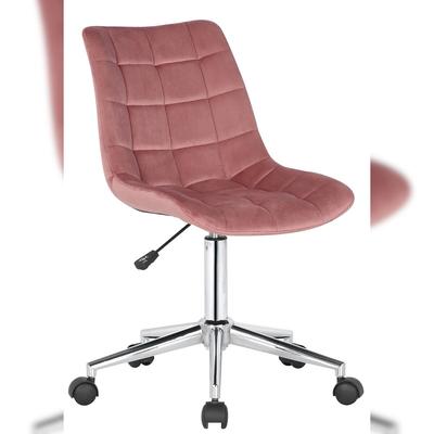 Décoshop26 - Bürostuhl aus rosafarbenem Samt auf Rollen modernes Design höhenverstellbar BUR10598