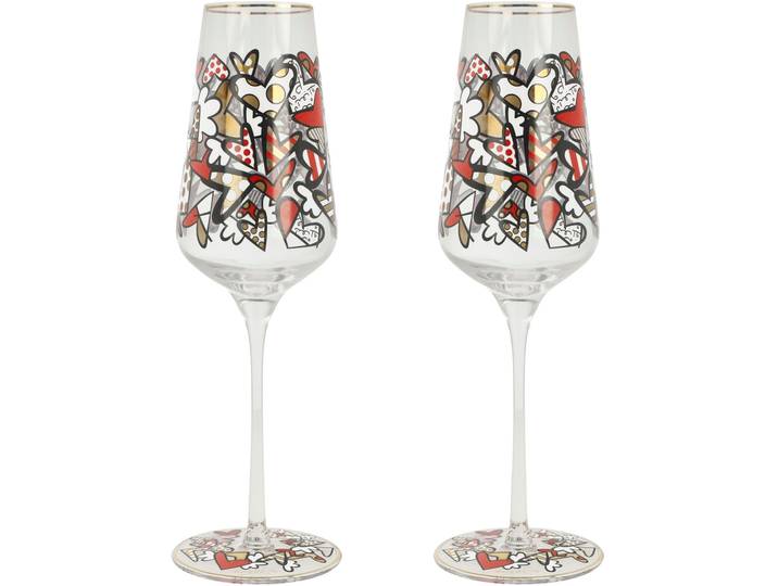 Sektglas GOEBEL Sektglas Britto- All We Need Is Love , bunt, B:7,5cm H:23,5cm, Glas, Trinkgefässe, Sektglas