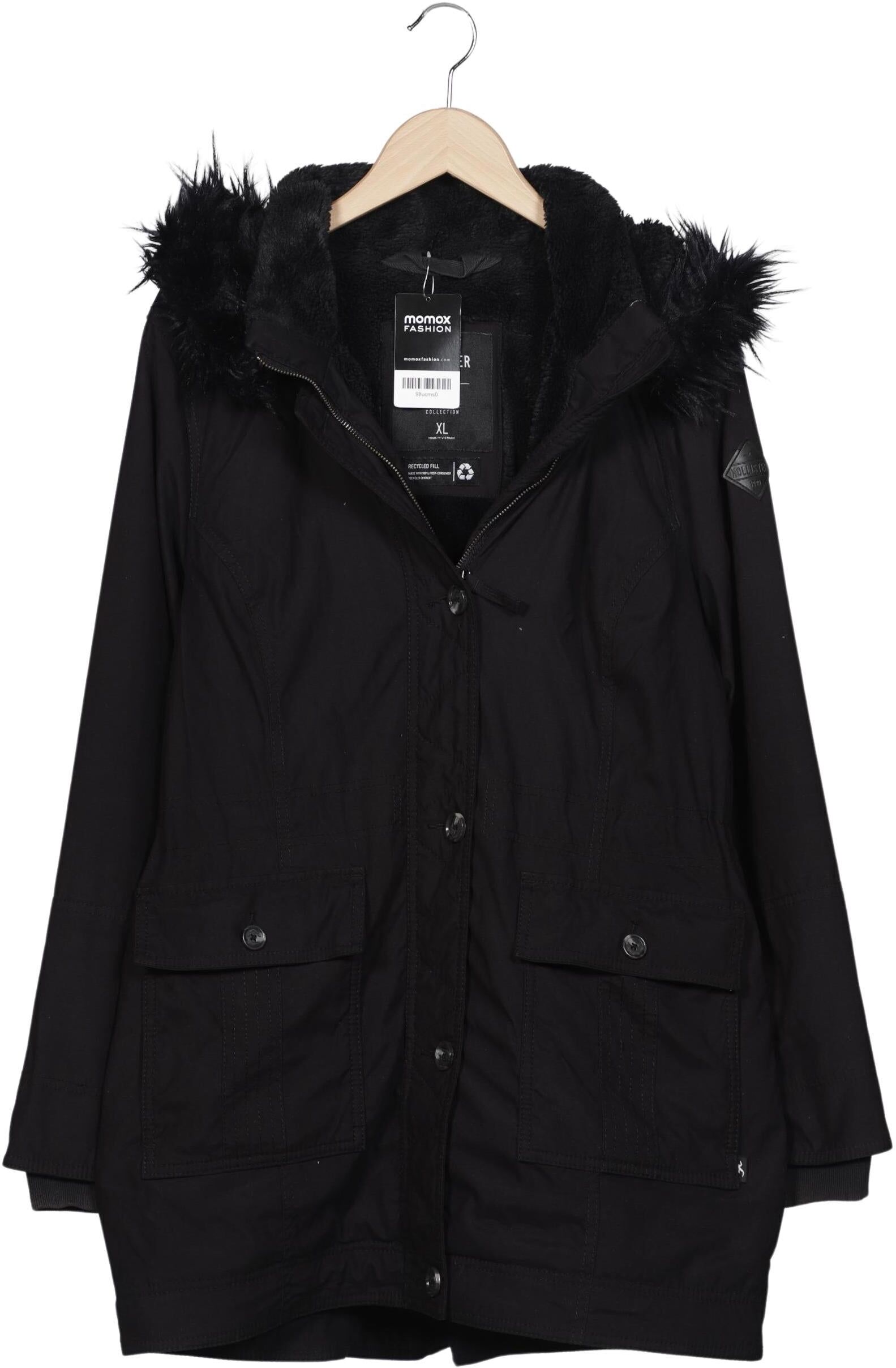 Hollister Damen Mantel, Schwarz, Gr. XL, Synthetik / Elasthan - Second Hand