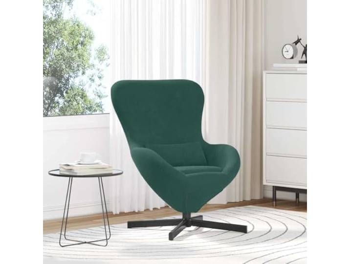 NLQMSU Sessel, Ei, Dunkelgrün, 63 x 73 x 90 cm, Velours, drehbar Weicher Samt, Metall und Spanholz, drehbar 360°, Füße aus schwarzem Stahl, Wohnzimmer oder Schlafzimmer