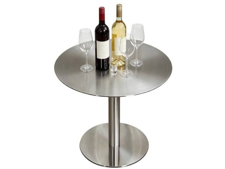 Quadratischer Hochtisch für Cocktailbar Pub Kaffee Esszimmer Bistrotisch Bartisch aus Edelstahl, Thekenhöhe, Esstisch, hoher Beistelltisch(Round,60x60x105cm)