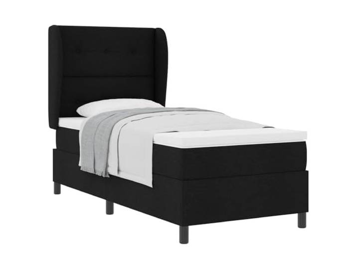 PUGYNBK Boxspringbett, 90 x 190 cm, mit Kopfteil, Schwarz Lattenrost und Matratze inklusive, verstellbares Kopfteil, weicher Stoff, gepolsterter Topper, einfache Pflege