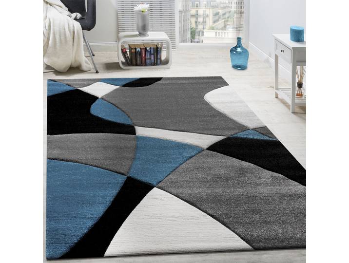 Teppich PACO HOME Diamond 664 , blau (türkis), B:80cm H:16mm L:150cm, Kunstfaser, Teppiche, Teppich, 3D-Design, Kurzflor, 3D-Design, modernes geometrisches Muster
