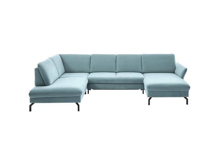 Beldomo System Wohnlandschaft, Blau, Metall, 5-Sitzer, U-Form, 335x220 cm, Goldenes M, Stoffauswahl, Sitzqualitäten, seitenverkehrt erhältlich, individuell planbar, Wohnzimmer, Sofas & Couches, Wohnlandschaften, Wohnlandschaft U-Form