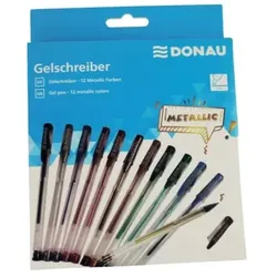 Gelschreiber Etui 12 Stück Metallic