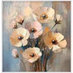 EUROART Wandbild 30 x cm Pastel Flowers Metall Weiß