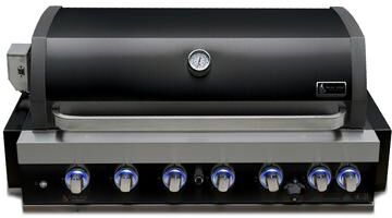 "Mont Alpi Premium 44""W Black Stainless Steel 6-Burner Heavy Duty Built-in BBQ Grill with Rear Burner + Rotisserie Kit + Cover"