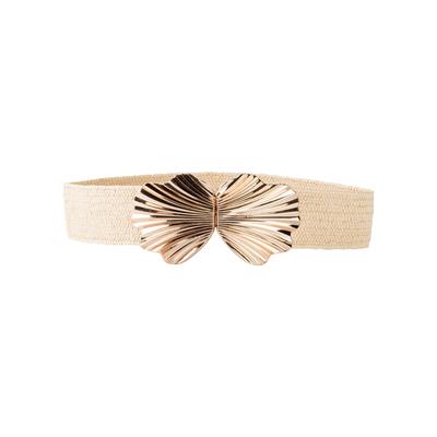 Stretchgürtel BONPRIX, Damen, Gr. 65, beige (natur, goldfarben), Kunstfaser, unifarben, Gürtel, aus Polyester und Elastodien, flexibles Material, klassischer Stil