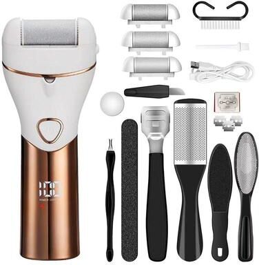 Everyday Crate Rechargeable Electric Foot Callus Remover With LED Display & Waterproof Pedicure Care Kit Gold