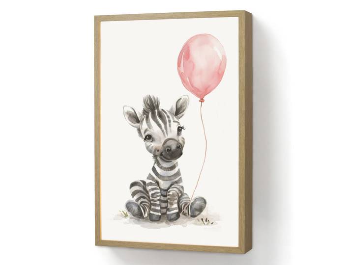 OnlyWow Wandleuchte MIT Akku Zebra - Baby - Tiere - Rosa Luftballon 40x60 cm, Weiß, Rechteckig, LED integrated, 40x60x8 cm, Lampen & Leuchten, Innenbeleuchtung, Wandleuchten