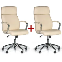Leder-Bürosessel HOLT 1+1 GRATIS, beige