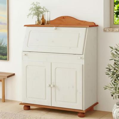 Sekretär OTTO HOME "Mette, Schreibtisch im Landhausstil", gelb (weiß, honigfarben), B:82cm H:107cm T:39cm, Sekretäre, Sekretär, aus Massivholz, Breite 82 cm