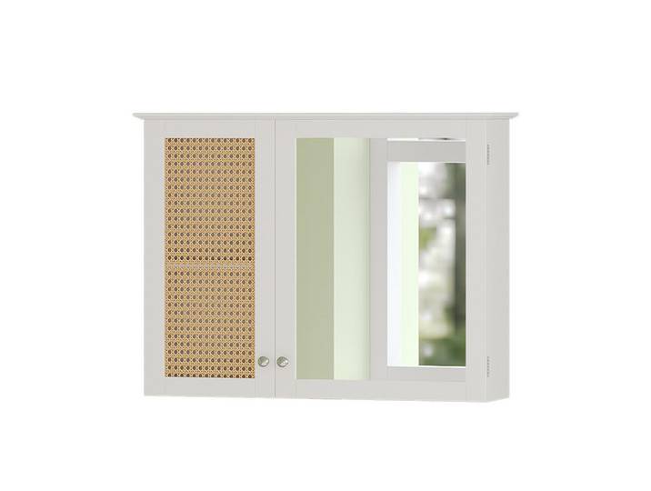 Vicco Badspiegelschrank Rosario Weiß 68 x 49 cm mit 2 Türen, Holzwerkstoff, 3 Fächer, Rechteckig, 68x49x16.5 cm, Badezimmer, Badezimmerspiegel, Spiegelschränke