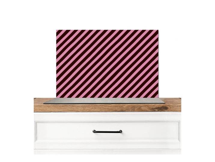 KitchenYeah Küchenrückwand Gestreift - Rosa - Braun, (1-tlg), Küchenrückwand, Spritzschutz, Kitchen, 100x50 cm
