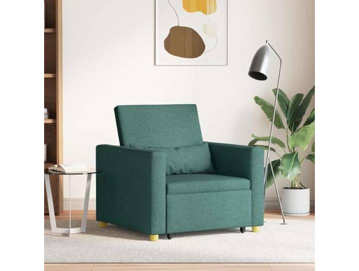 3-in-1 Ausziehbare Schlafcouch Einzel Dunkelgrün 90x165x87 cm Sofabett Stahlrahmen, Sperrholz, Polyester Armlehnen, weicher Stoff, plüschiges Kissen, minimalistisch, Innenbereich