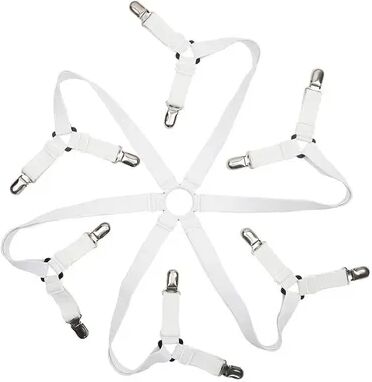 Youfap Market Elastic Band Bed Sheet Holder Straps, Adjustable Clip Fasteners white