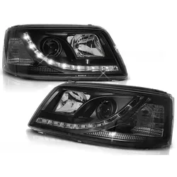 Scheinwerfer LED Tagfahrlicht Optik passend für VW T5 Bj. 03-09 Schwarz