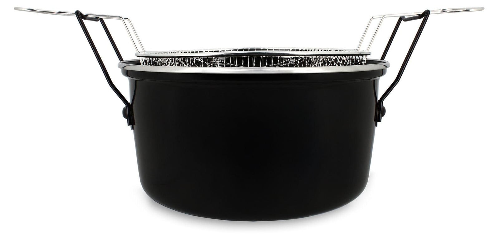 Solidchoice Diepvriespan zwart geëmailleerd staal met chromen rand, 28 cm