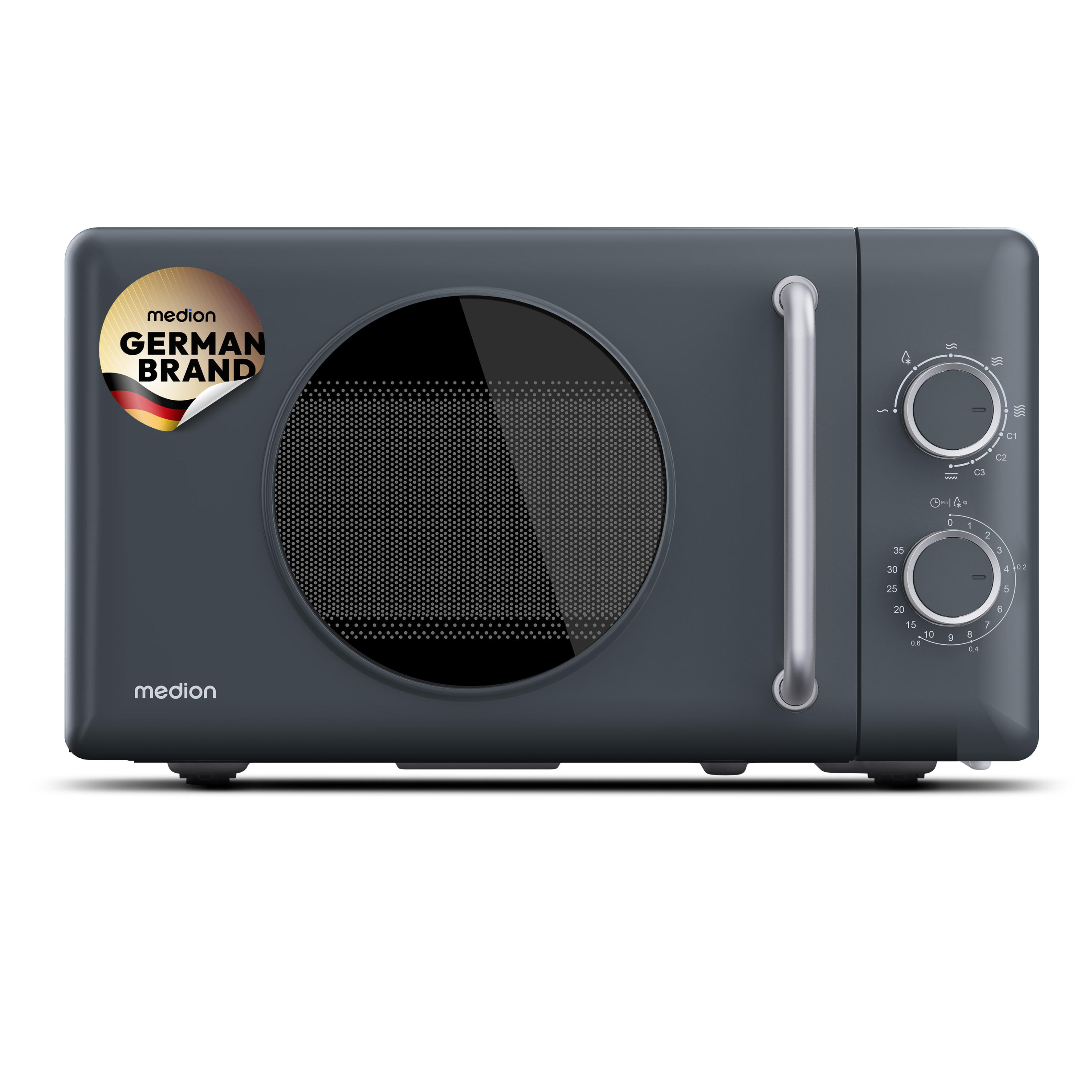 Medion MD100119 Retro Mikrowelle grau 800W 20L