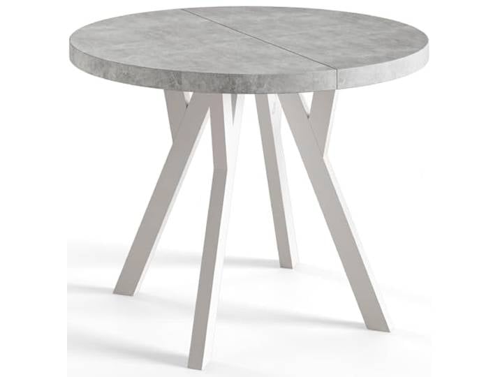 AlpiMeble Esstisch Ausziehbar OVO, 90-190cm, Stabile Beine, At Runder Tisch, Moderner Design, Wohnzimmertisch und Küchentisch, Stabile Konstruktion, Weiße Beine