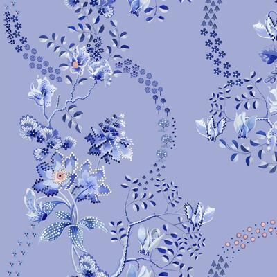 Cath Kidston Road Floral Dusky Blue Wallpaper