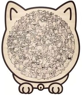 Inspired Living Cat Wooden Puzzle Colorful Animal Shaped Wooden Jigsaw Decor For Stress Relief & Gifting wood