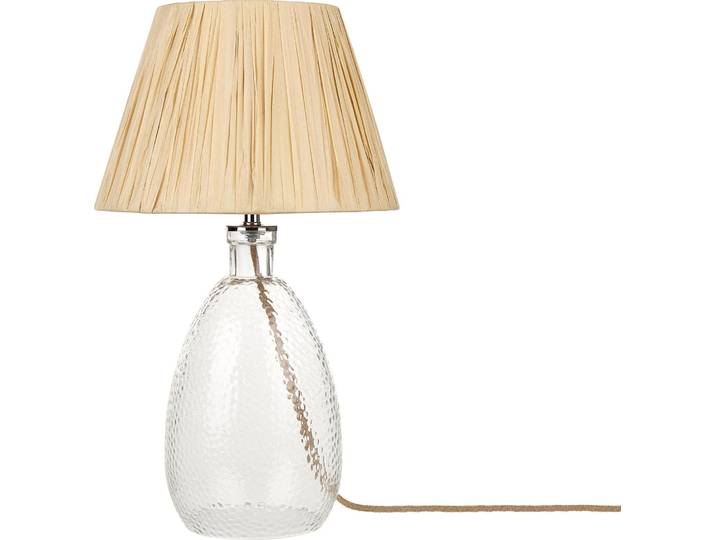 BELIANI Tischlampe Transparent Glas 54 cm Papierschirm Kegelform Natürlich Langes Kabel mit Schalter Modern Skandinavisch Beleuchtung Leuchte