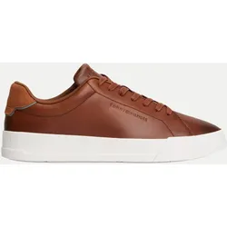 Court-Sneaker aus Leder mit Prägung Weiß 43
