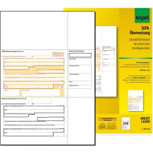 Sigel Bankformulare ZV572, SEPA-Überweisung, A4, 250 Stück
