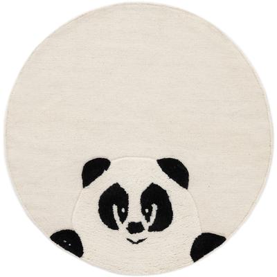 Kinderteppich CARPETFINE "Panda", weiß (creme), H:0,6mm Ø:150cm, Obermaterial: 100% Wolle, Teppiche, Kinderteppich