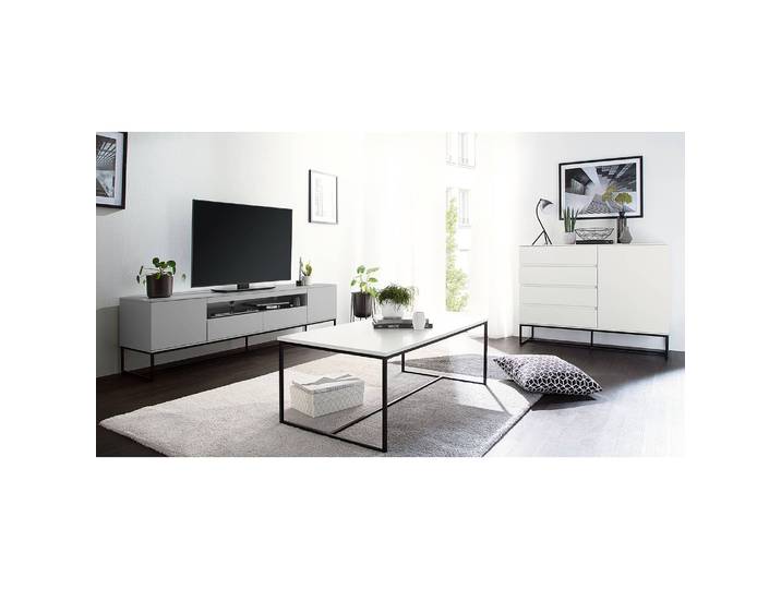 TV-Lowboard II Front & Korpus: MDF Mitteldichte Holzfaserplatte , lackiert Gestell: Metall, pulverbeschichtet Grau/Grau 182 x 50 x 40cm