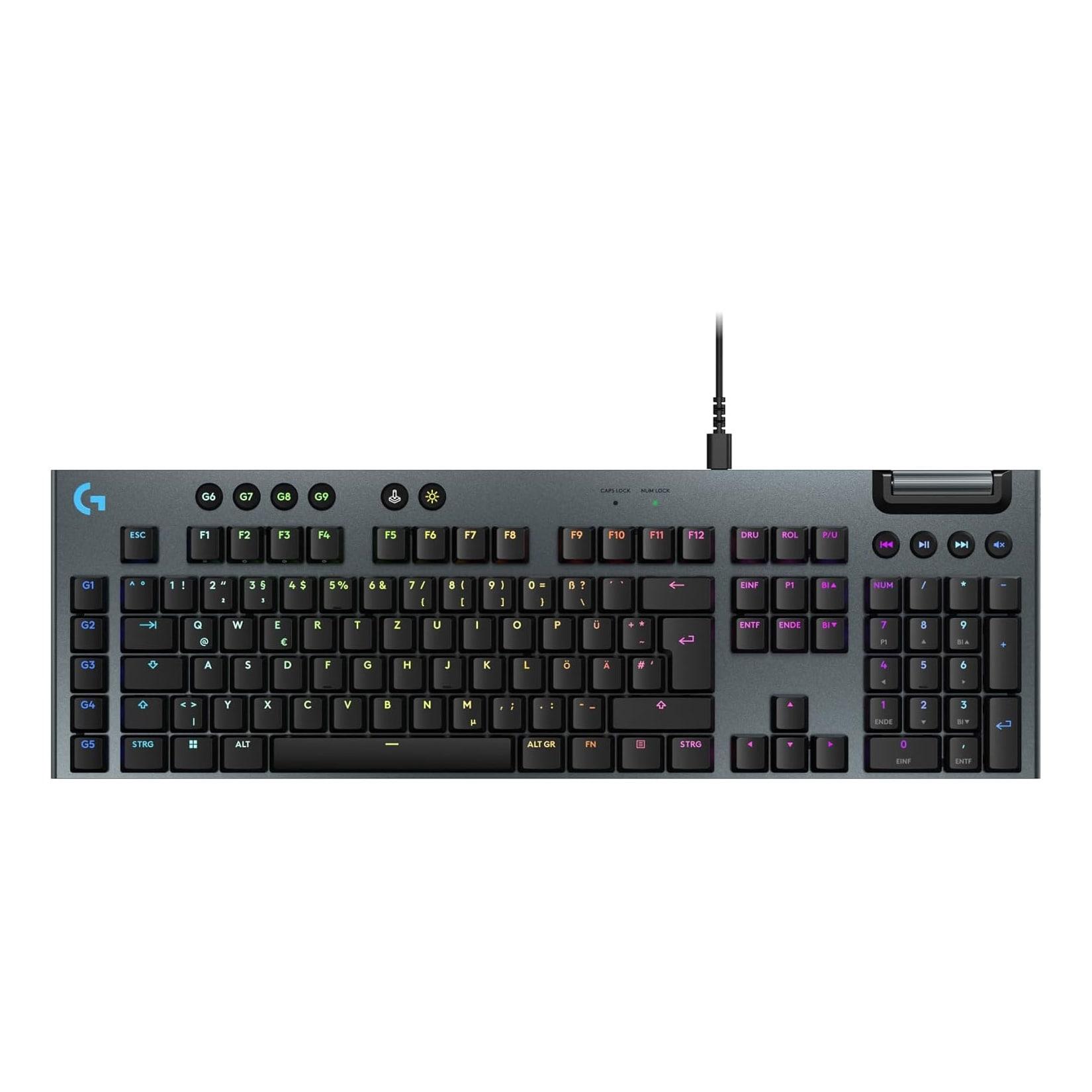 Logitech G G915 X, flache kabelgebundene, mechanische Gaming-Tastatur mit Double-Shot-PBT-Tastenkappen