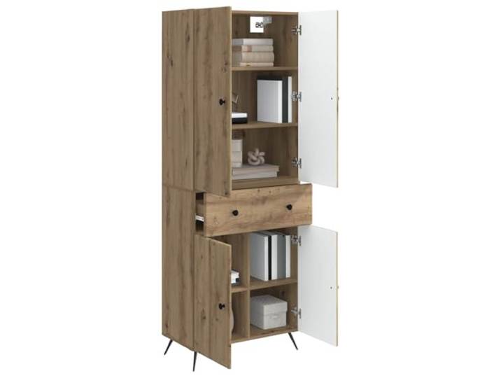 KTHLBRH Schrank mit 4 Regalböden Eiche Handwerk Schrank mit Türen und Schublade, Sideboard mit Türen, großer Stauraum, Montage erforderlich