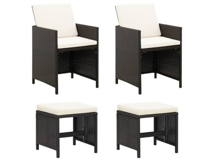Jeu de chaise et tabouret de jardin 4 pcs Résine tressée Noir 316751