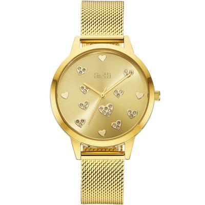 Quarzuhr FIRETTI "Valentine Hearts", gold (goldfarben), Armbanduhren, Damen, Quarzuhr, Armbanduhr, Damenuhr, Edelstahlarmband, analog, Swarovski-Kristalle