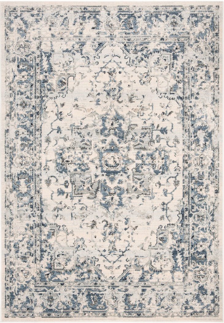 Borough Wharf Charleston Oriental Area Rug In Ivory / Navy Navy;Ivory Rectangle 91 x 152 cm