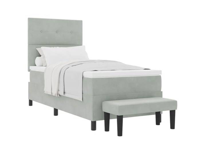 PUGYNBK Boxspringbett, Hellgrau, 200 x 100 cm, Samt Weiches Kopfteil, robuster Holzrahmen, mittlere Schaumstoffmatratze, modernes Design