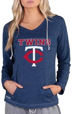 MLB Mainstream Women's Long Sleeve Hooded Top (Size Small) Minnesota Twins, Cotton,Polyester,Rayon
