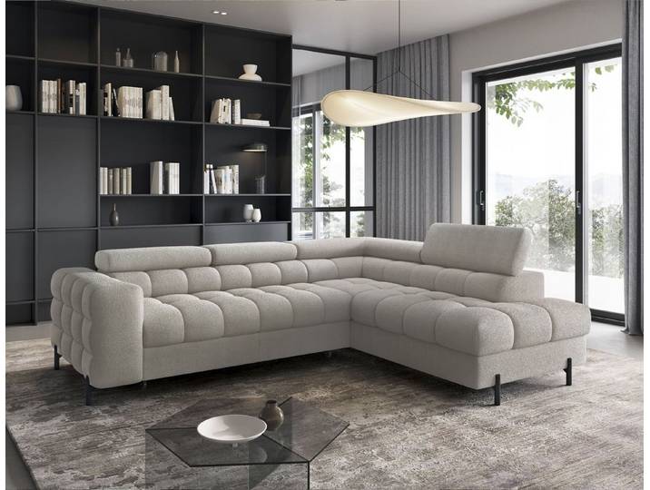Lukas Möbel Ecksofa Ecksofa Frida mit Bettfunktion in Bubble Look, mit Schlaffunktion, Bettkasten, in Bubble-Look
