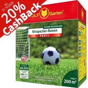 Wolf-Garten Rasensamen LJ 200 Strapazier-Rasen, 20% Cashback, 4kg für bis zu 200m², Neuanlage, schnellkeimend