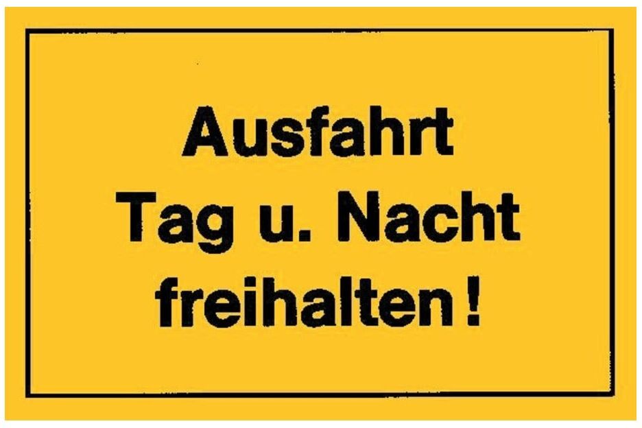 Verbotsschilder Ausfahrt Tagu.Nacht freih gelb ; Siebdruck Jäger (4317784368209)