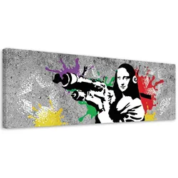 LEINWANDBILD Banksy Mona Lisa und die Bazooka 90x30cm
