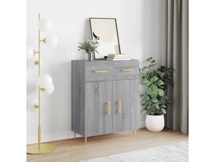 HEFZGDB Modernes Sideboard Weiß Holzwerkstoff für Wohnzimmer Aufbewahrung mit Metallbeinen und Stauraum im zeitlosen Design mit Türen und Schubladen, Sicherung durch mitgelieferte