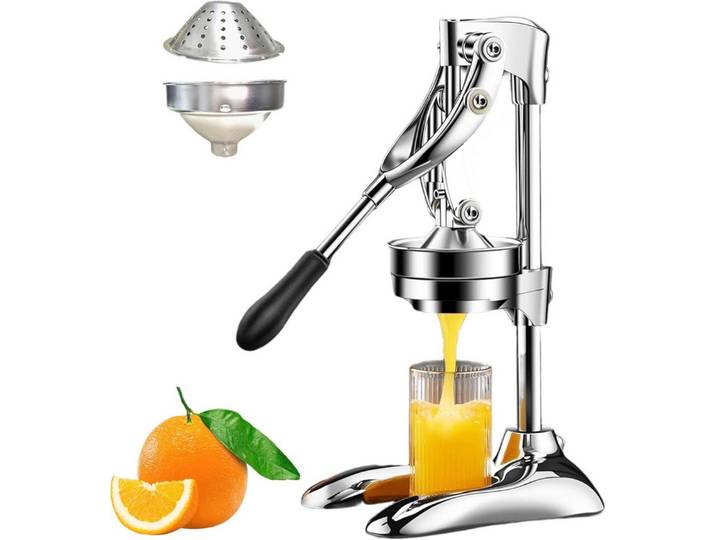 FELIXLEO Slow Juicer Aufsatz Zitruspresse Hebel Edelstahl Saftpresse Silber