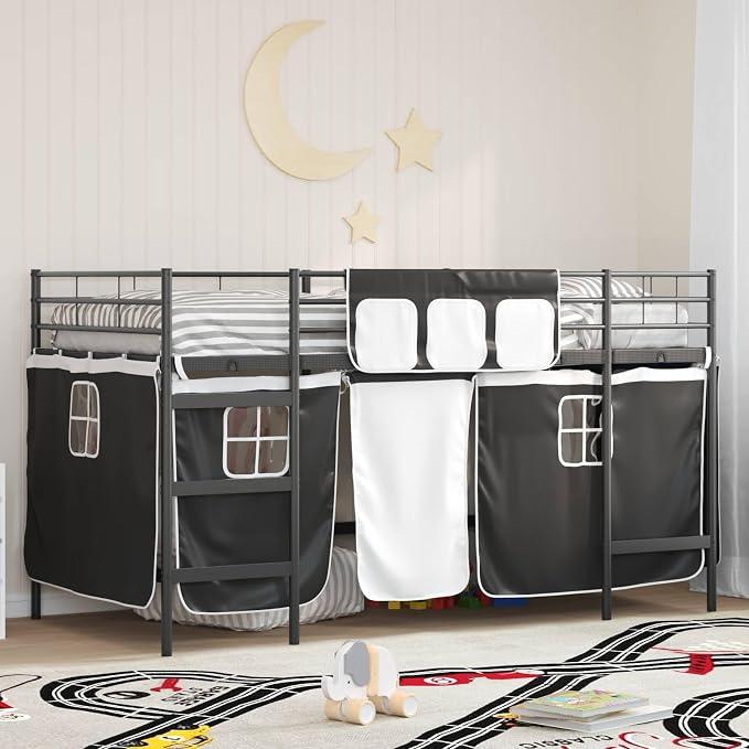 Pulverbeschichteter Metallrahmen Hochbett mit Vorhängen Kinder Spielzelt