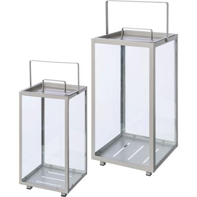 Kerzenlaterne OTTO HOME "Anela, Stumpenkerzenhalter", grau, B:23cm H:54cm T:23cm, Glas, Metall, Kerzenhalter, Kerzenhalter aus Metall und Glas