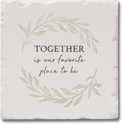 Thirstystone Favorite Place Together 4-Pack Tumbled Tile Stone Coasters with Protective Cork Backing Manufactured in The USA