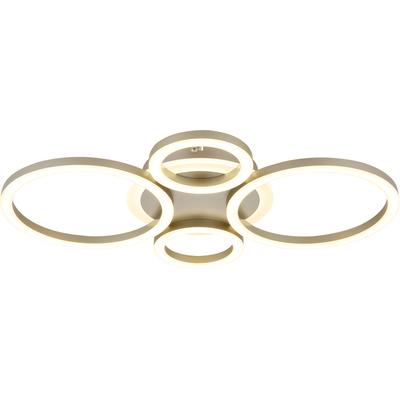GLOBO LIGHTING Deckenleuchte "LORETTA", beige (kaffeefarben matt), 1, H: 6,1cm, 1 Stk., Leuchten, Kaffeefarbene Deckenleuchte, Kunststoff opal, dimmbar, 2 Ring-Design, Deckenleuchte