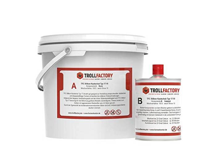 TFC Silikon Kautschuk Typ 17 RTV NV weisslich Shore 10 kondensation 100:5 Dubliersilikon Betonguss 5,25kg (5kg + 0,250kg)