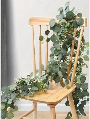 Inspired Living Evergreen Eucalyptus & Rose Garland 5.9 Ft Faux Floral Vine For Home, Wedding & Party Decor e